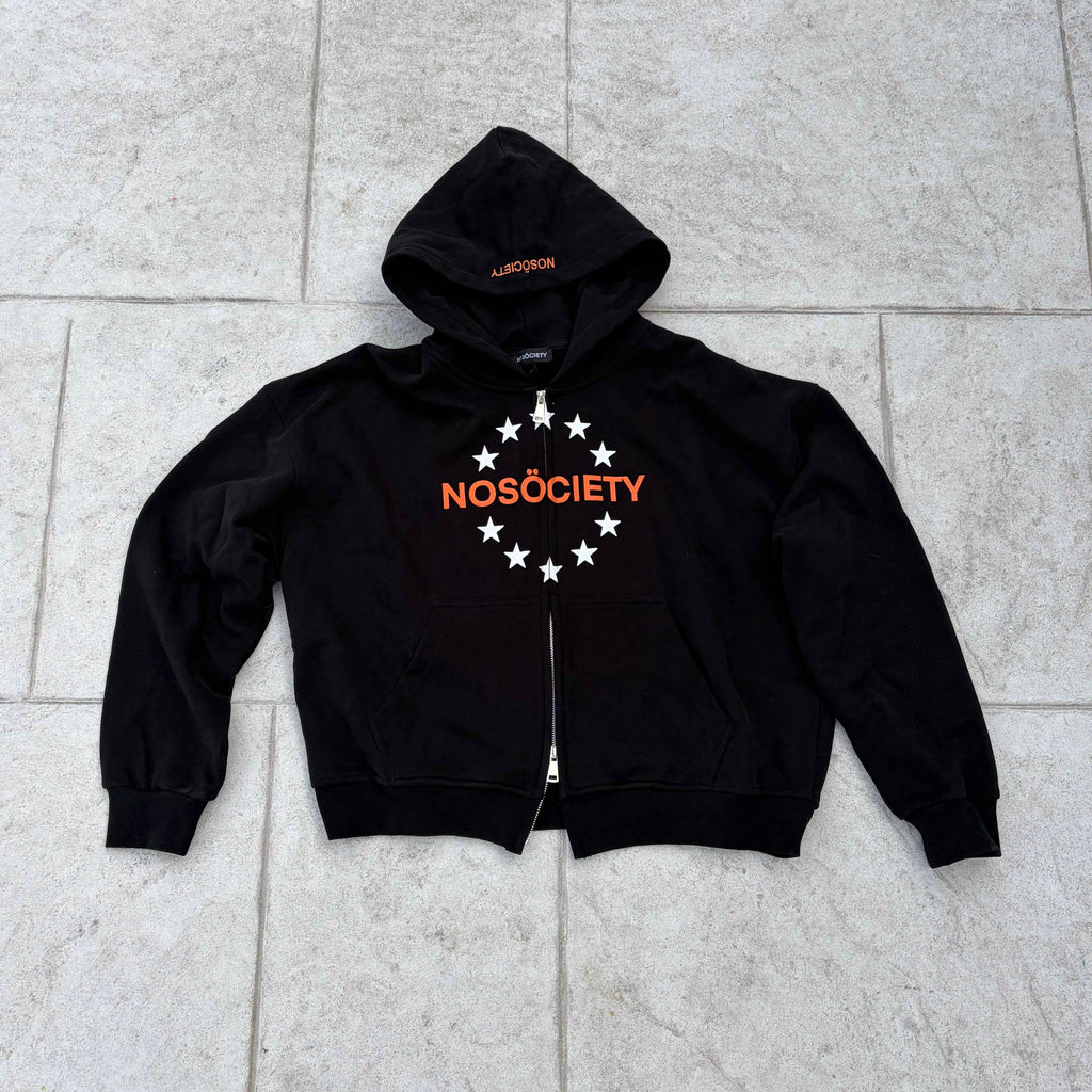 NOSÖCIETY Black Zipper — Sudadera Cropped con Doble Cremallera