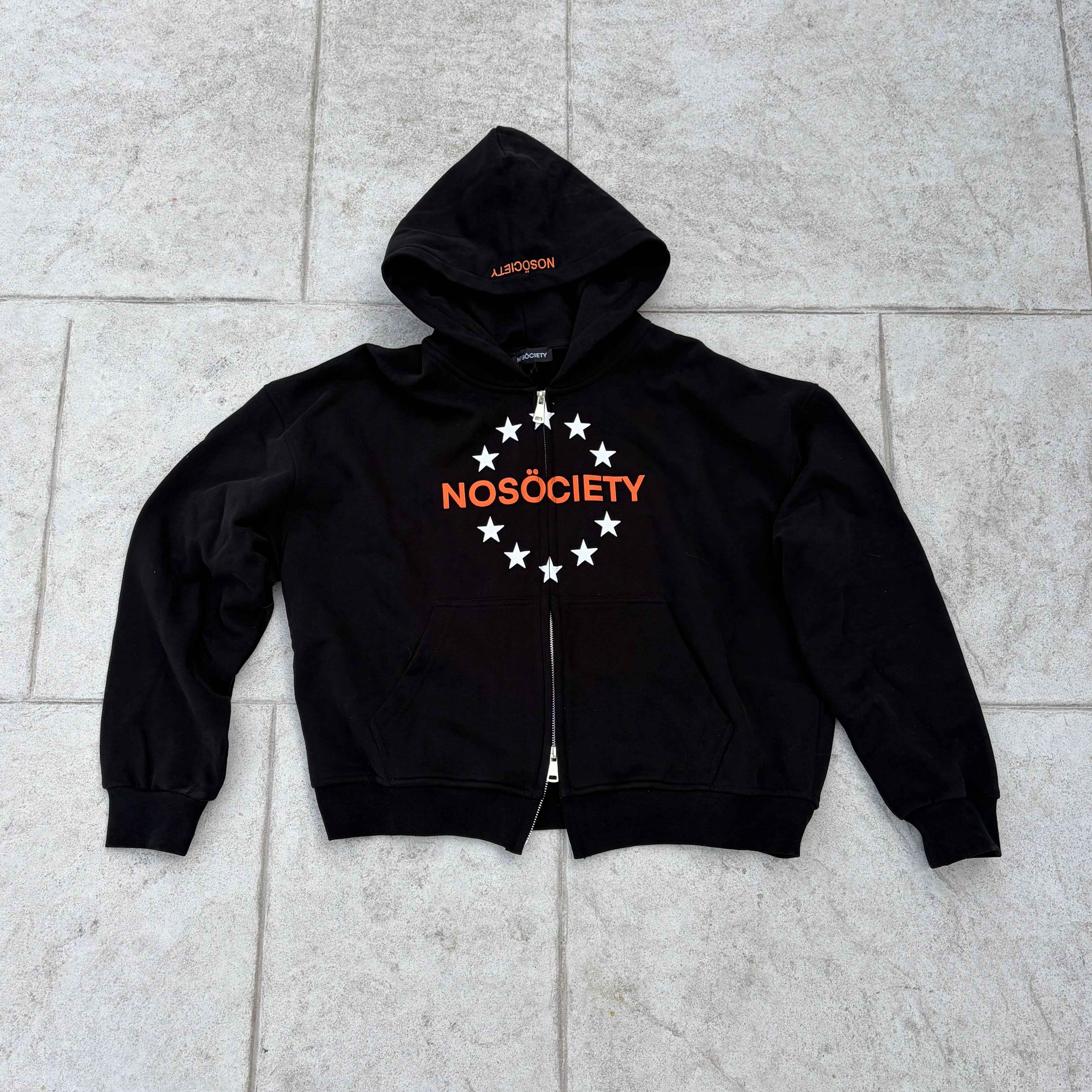 NOSÖCIETY Black Zipper — Sudadera Cropped con Doble Cremallera