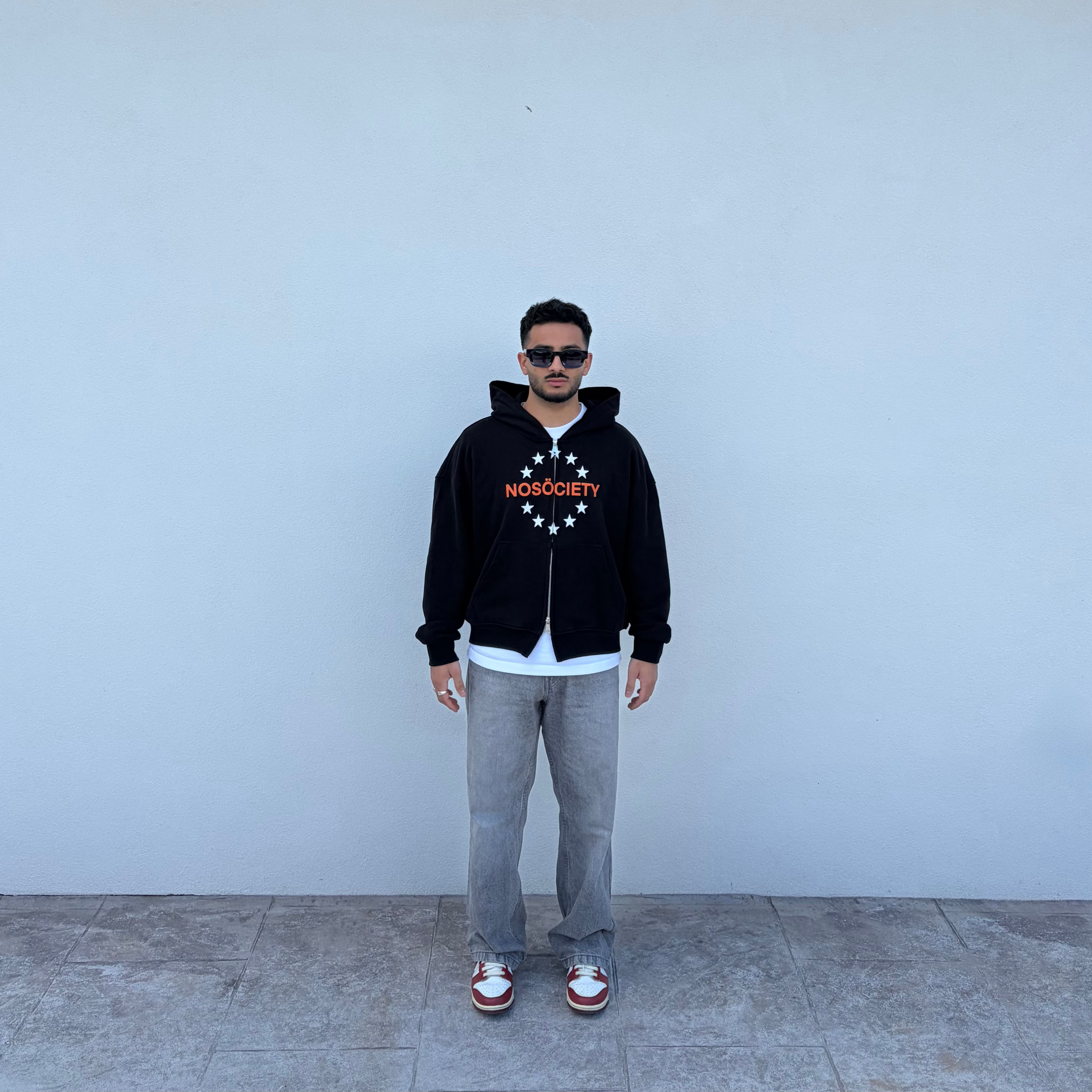 NOSÖCIETY Black Zipper — Sudadera Cropped con Doble Cremallera