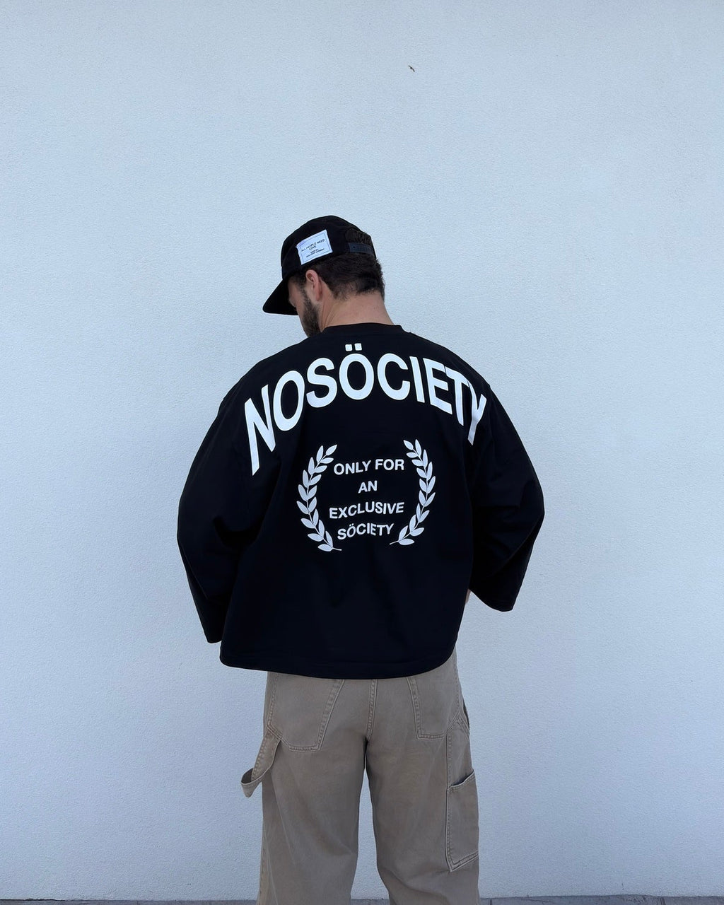 NOSÖCIETY Black Longsleeve — Camiseta de Manga Larga 100% Algodón
